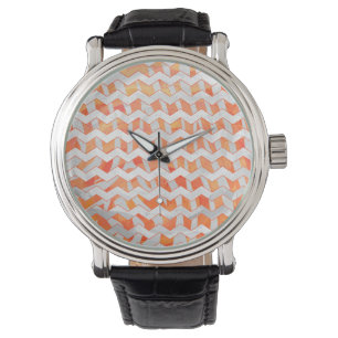 Montre Zebra Chevron orange et blanc