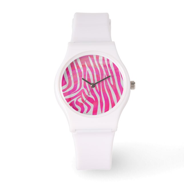 Montre Zebra Hot Pink et White Print (Recto)