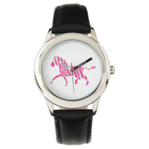 Montre Zebra Hot rose et blanc Silhouette