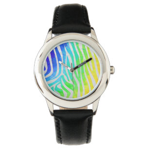 Montre Zebra Rainbow et White Print