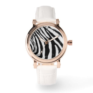 Montre Zèbre Rayure Noir et Blanc Design Moderne