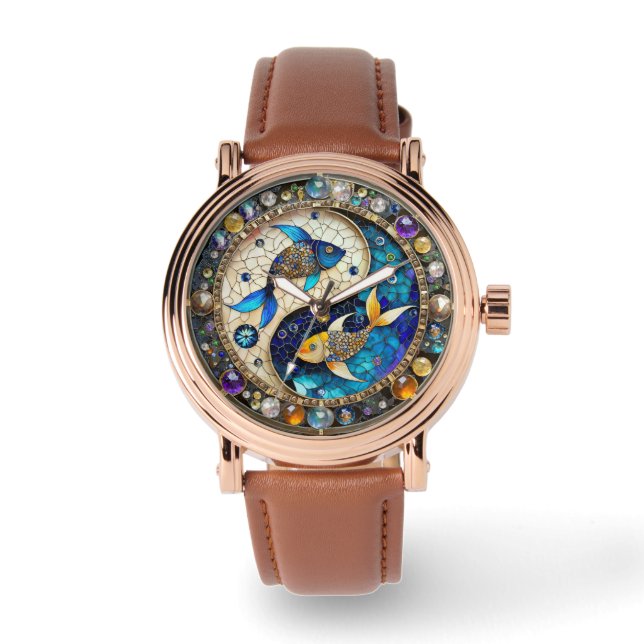Montre Zodiac - Poissons de poisson Yin et Yang (Recto)