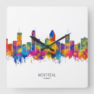 Montreal Skyline Quadratische Wanduhr