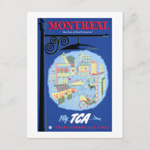 Montreal Vintage-Reiseplakat restauriert Postkarte
