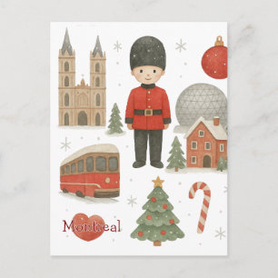 Montreal Weihnachts-Wasserfarbe   Gemütlicher Wint Postkarte