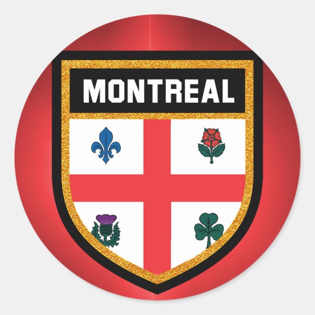 Montrealer Flagge Runder Aufkleber (Vorderseite)