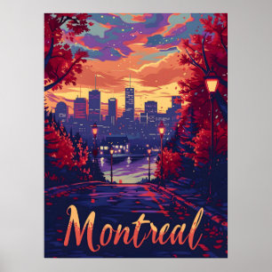 Montrealer Nächte: Stadtläden und Lila Wolken Poster