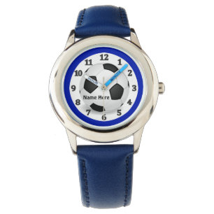 Montres bleues du football pour des enfants avec