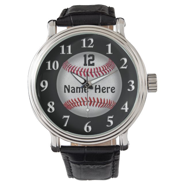 Montres de baseball de softball, VOTRE NOM ET NUMÉ (devant)