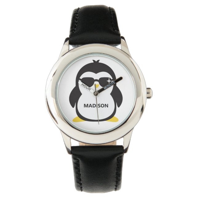 Montres de pingouin cool de nom personnalisé (devant)