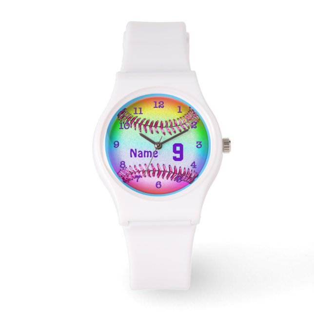 Montres de softball avec VOTRE JERSEY NUMÉRO et NO (Recto)