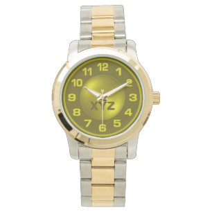 Montres des initiales personnalisées jaunes brûlée