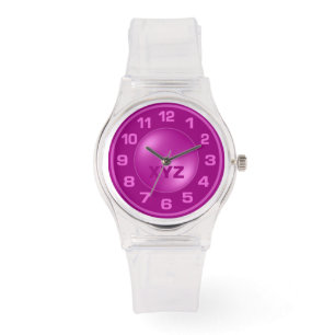 Montres des initiales personnalisées rose brûlées