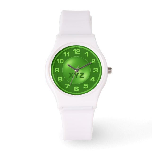 Montres d'initiales personnalisées en vert brûlé (Recto)