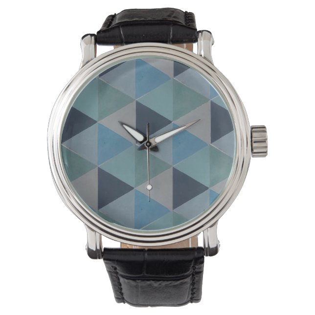 Montres - Nuances de triangles géométriques bleus (devant)