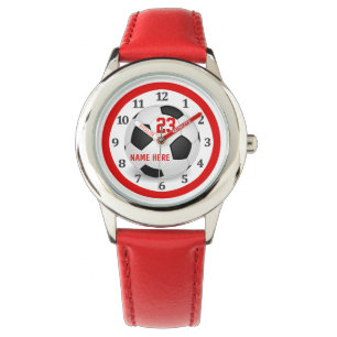 Montres rouges du football d'enfants pour des