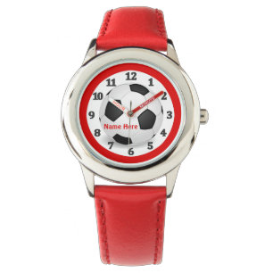 Montres rouges du football pour des enfants avec