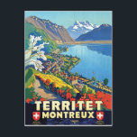 Montreux, Landschaft, Berge, See, Schweiz Postkarte<br><div class="desc">Perfektes Bild für Ihr neues Druckdesign. Es könnte ein schönes Geschenk oder "letzte Touch" für die Dekoration von Zuhause sein.</div>