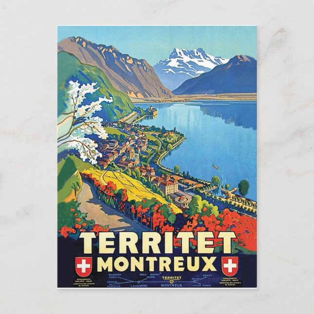 Montreux, Landschaft, Berge, See, Schweiz Postkarte (Vorderseite)