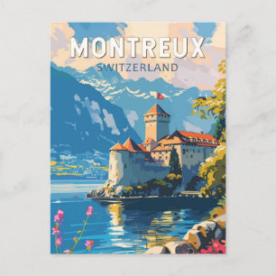 Montreux Schweiz Reise Kunst Vintage Postkarte
