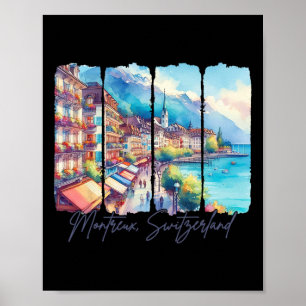 Montreux Schweiz Reise Treffen Sie mich in Montreu Poster
