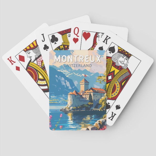 Montreux Schweiz Reisen Vintag Spielkarten (Rückseite)