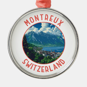 Montreux Schweiz Réro Distressed Circle Ornament Aus Metall