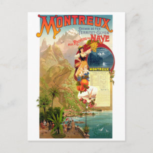 Montreux, Schweiz, Vintage Travel Postkarte