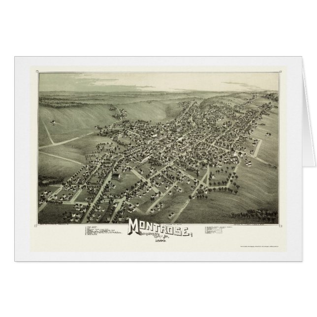 Montrose, panoramische Karte PAs - 1890 (Vorderseite (Horizontal))