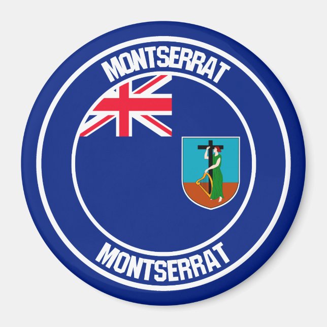 Montserrat Round Emblem Magnet (Vorne)