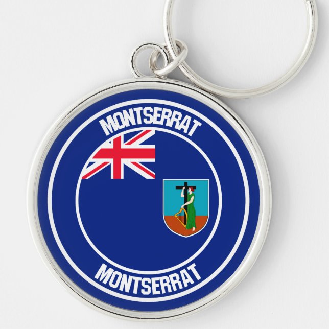 Montserrat Round Emblem Schlüsselanhänger (Vorne)