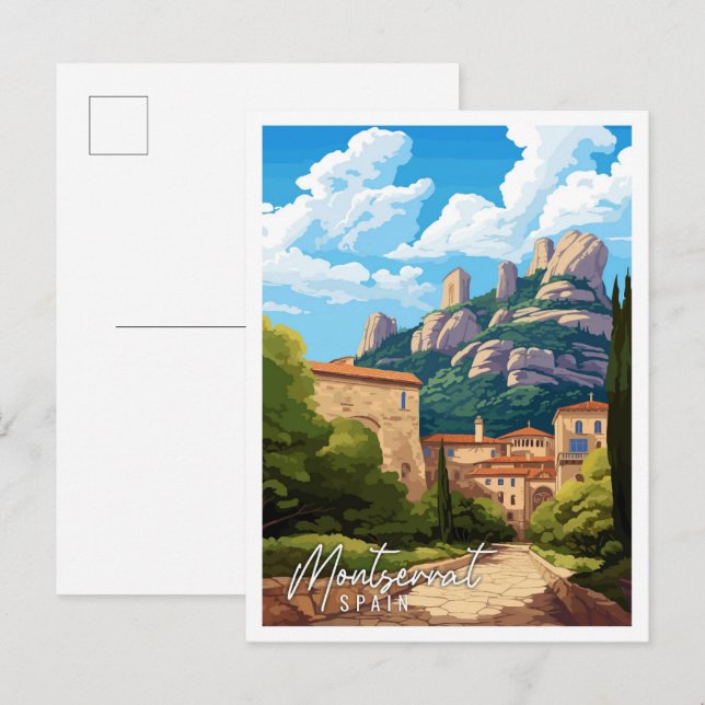 Montserrat Spanien Vintage Illustration Postkarte (Vorne/Hinten)