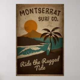Montserrat Surf Co., Vintager Surfdesign Poster