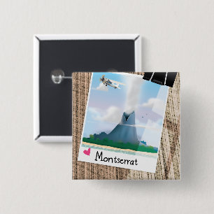 Montserrat Volcano Urlaub Poster. Button