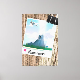 Montserrat Vulkan Urlaubsposter. Leinwanddruck