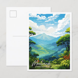 Montverde Costa Rica Vintage Illustration Postkarte