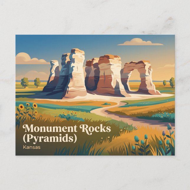 Monument Rocks (Pyramiden) Kansas Postkarte (Vorderseite)