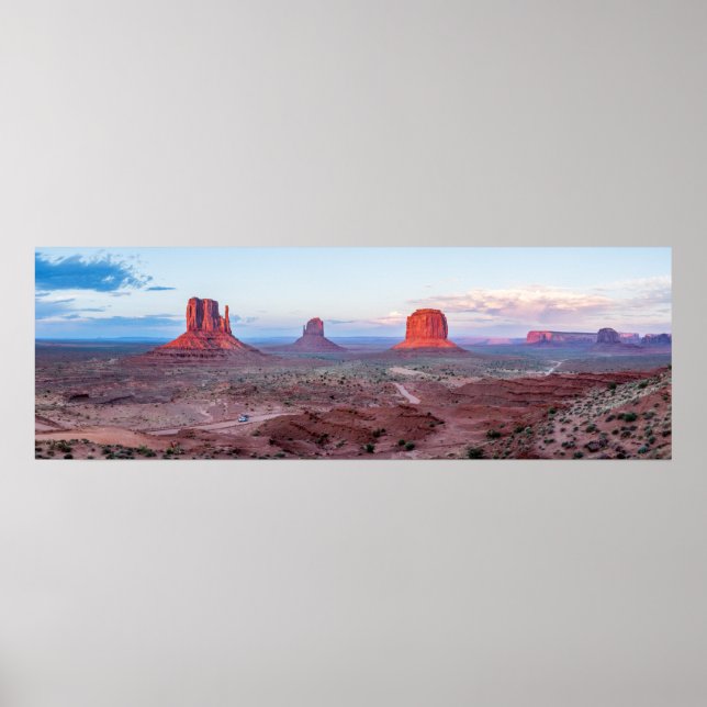 Monument Valley Sunset Panorama Poster (Vorne)