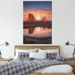 Monument Valley Supermond-Reflexion – Wüste Leinwanddruck