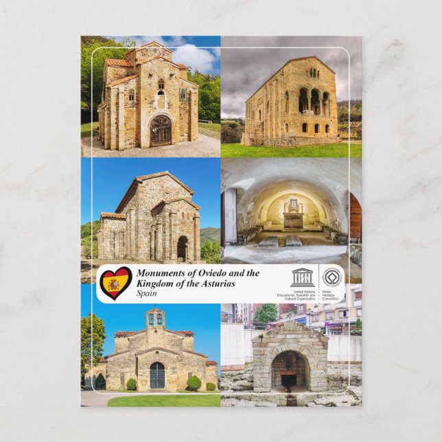 Monumente von Oviedo und des Königreichs Asturien Postkarte (Vorderseite)