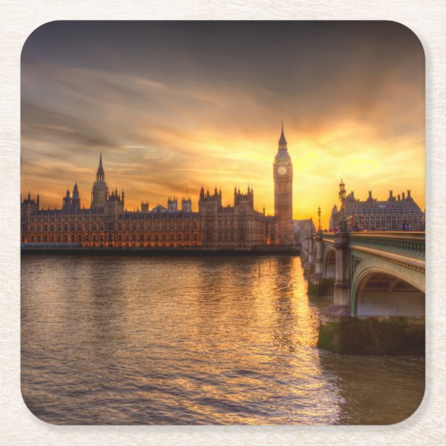 Monuments | Big Ben & Houses of Parliament Rechteckiger Pappuntersetzer (Vorderseite)
