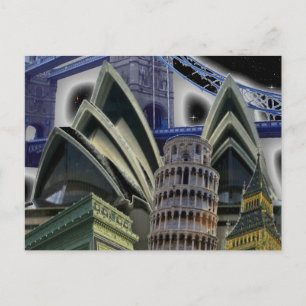 Monuments Collage by Night Postkarte