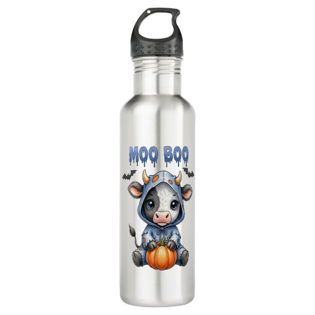 Moo Boo Halloween Cow Edelstahlflasche (Vorderseite)