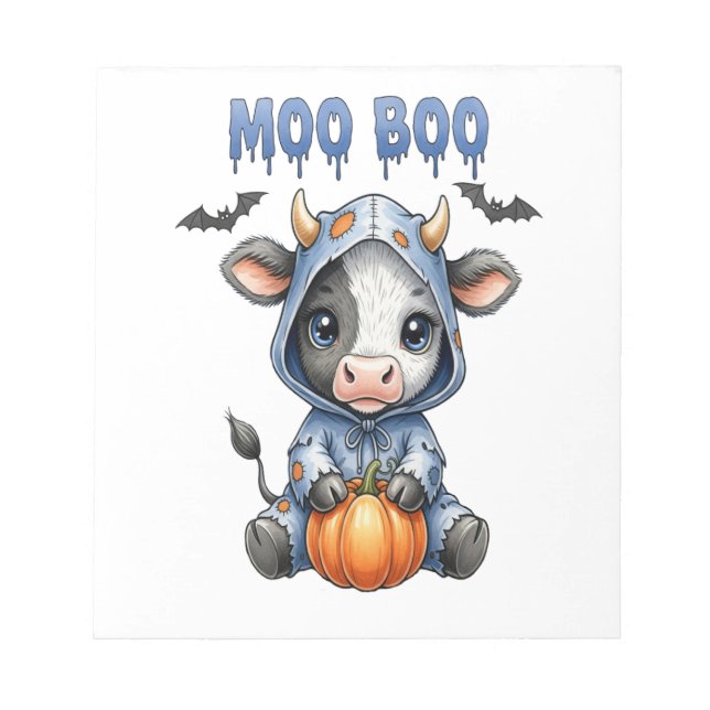 Moo Boo Halloween Cow Notizblock (Vorderseite)