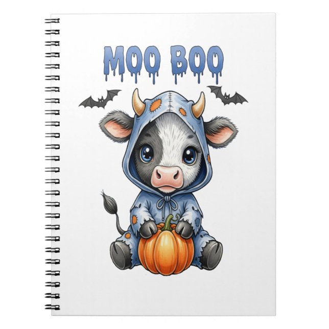Moo Boo Halloween Cow Notizblock (Vorderseite)