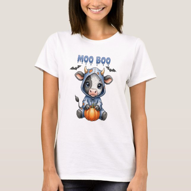 Moo Boo Halloween Cow T-Shirt (Vorderseite)