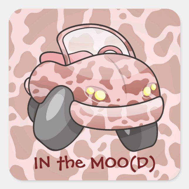 Moo Car Quadratischer Aufkleber (Vorderseite)