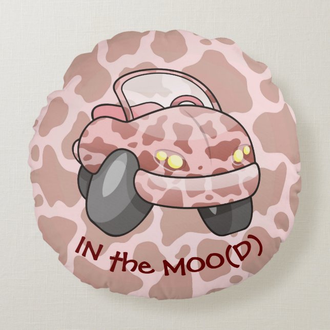 Moo Car Rundes Kissen (Vorderseite)