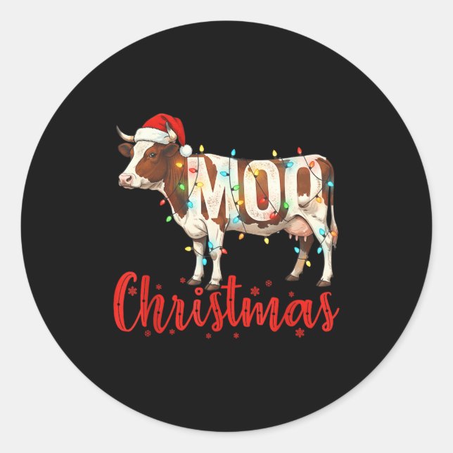 Moo Christmas Funny Cow Lovers Cattle Famer Farmin Runder Aufkleber (Vorderseite)