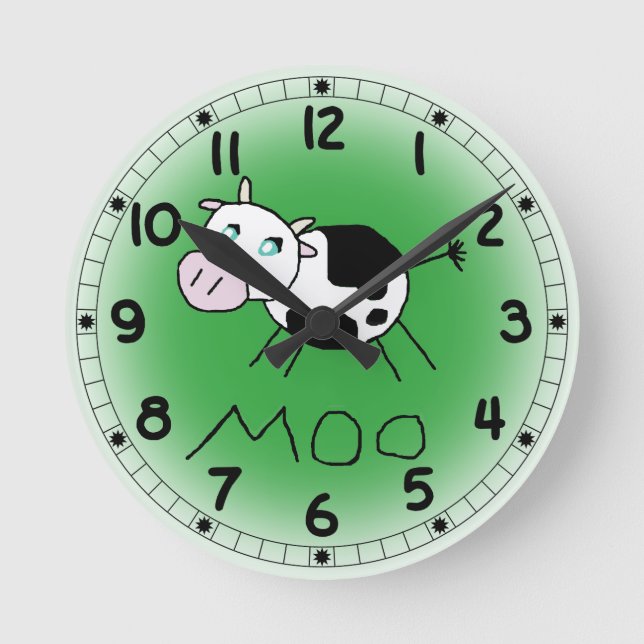 Moo Cow Clock Runde Wanduhr (Vorderseite)